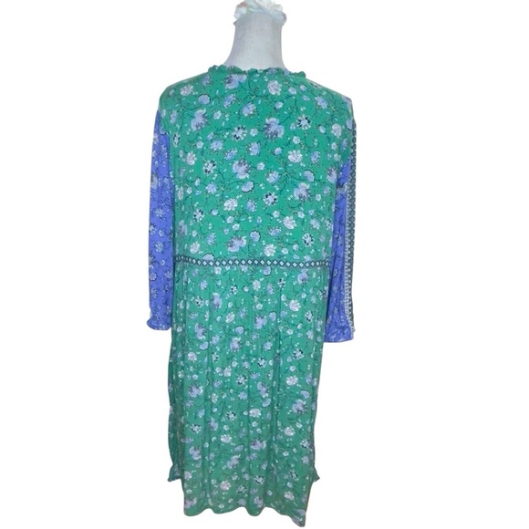 J Jill Mixed-print Peasant Dress In Sweet Clover Folkloric‎ Vine Border size XL - Picture 6 of 11